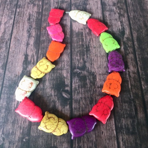beads Other - Multicolor howlite chunky owl beads full strand